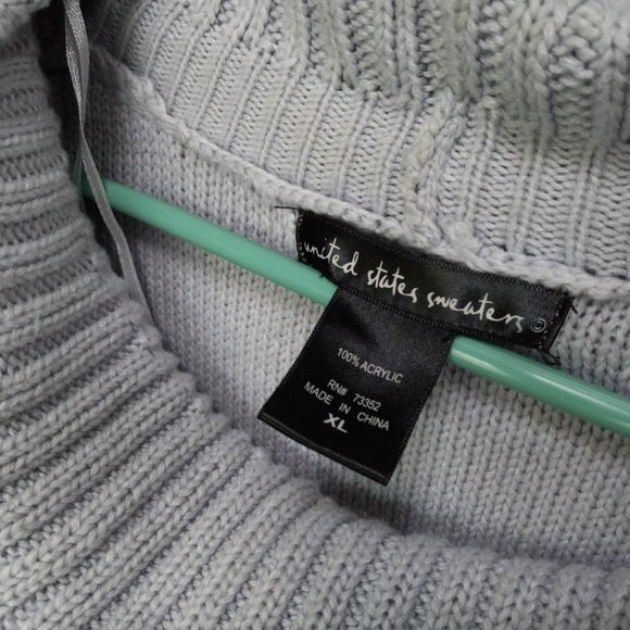 United States Sweaters Pale Periwinkle Cable Knit Tunic Cowl Neck XL (T-348) - Picture 11 of 11